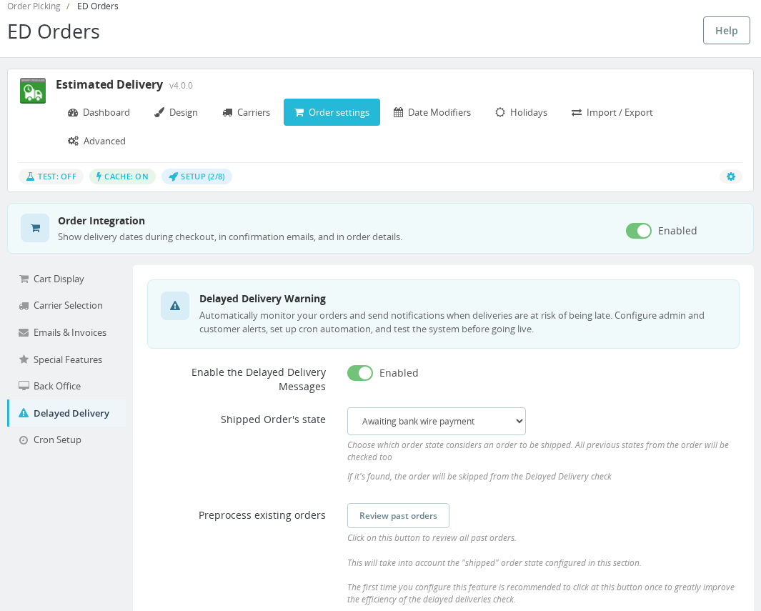 Delayed Delivery Warning settings
