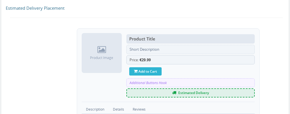 Estimated Delivery Placement — position selector with product page diagram