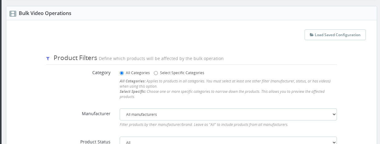 Product Video — Mass Video Management troubleshooting reference for common errors and empty filter results