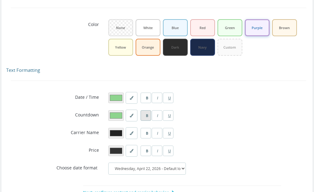 Section Couleurs &amp; Format